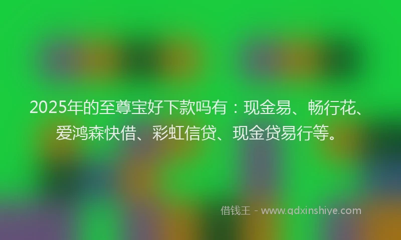 2025年的至尊宝好下款吗有：现金易、畅行花、爱鸿森快借、彩虹信贷、现金贷易行等。