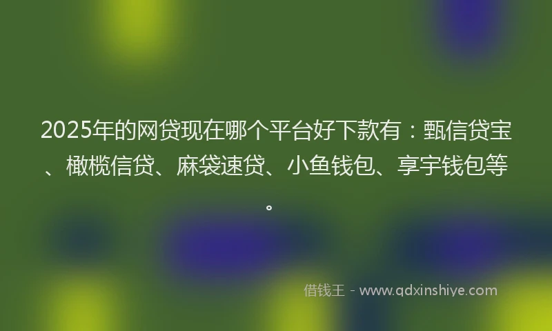 2025年的网贷现在哪个平台好下款有：甄信贷宝、橄榄信贷、麻袋速贷、小鱼钱包、享宇钱包等。