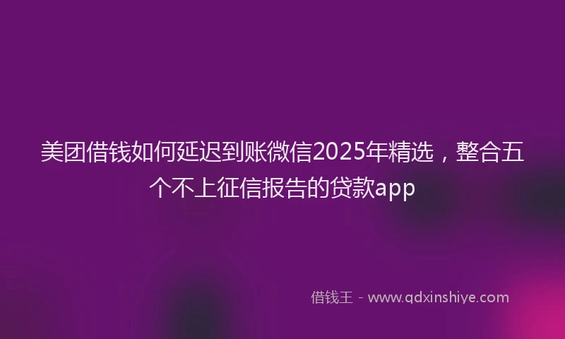 美团借钱如何延迟到账微信2025年精选，整合五个不上征信报告的贷款app