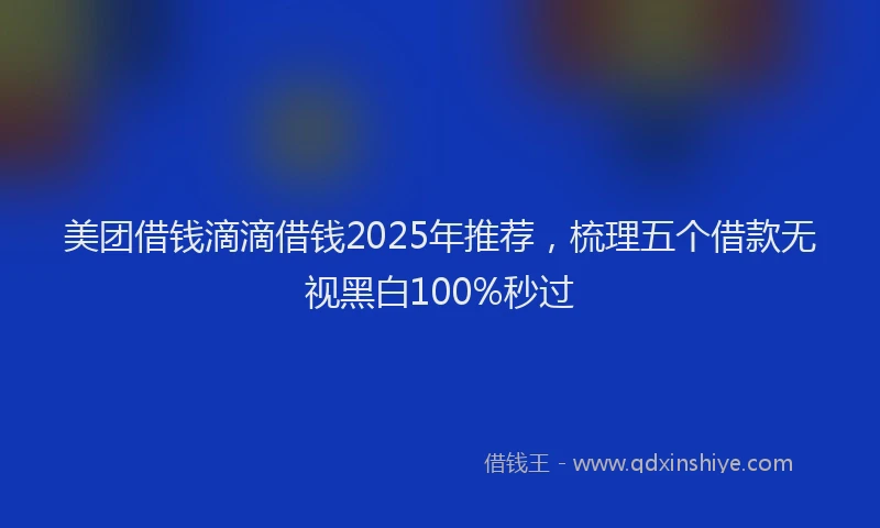 美团借钱滴滴借钱2025年推荐，梳理五个借款无视黑白100%秒过