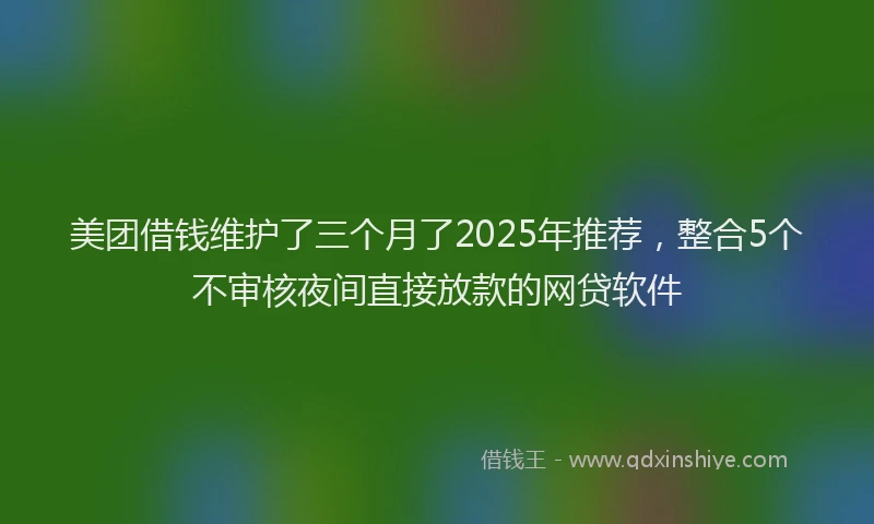 美团借钱维护了三个月了2025年推荐，整合5个不审核夜间直接放款的网贷软件