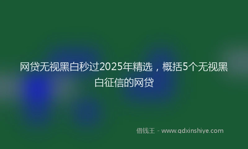 网贷无视黑白秒过2025年精选，概括5个无视黑白征信的网贷