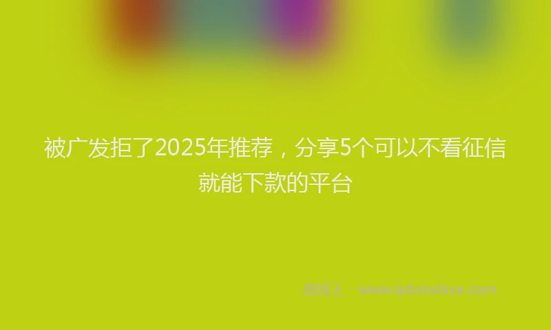 被广发拒了2025年推荐，分享5个可以不看征信就能下款的平台