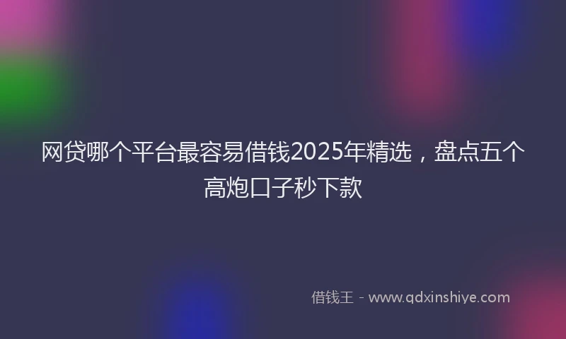 网贷哪个平台最容易借钱2025年精选，盘点五个高炮口子秒下款
