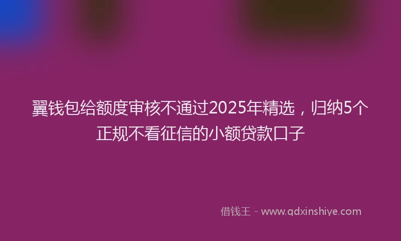 翼钱包给额度审核不通过2025年精选，归纳5个正规不看征信的小额贷款口子