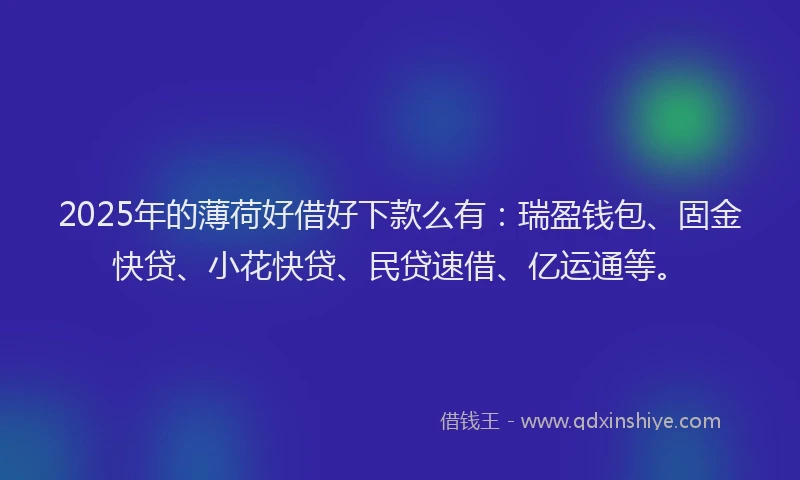 2025年的薄荷好借好下款么有：瑞盈钱包、固金快贷、小花快贷、民贷速借、亿运通等。