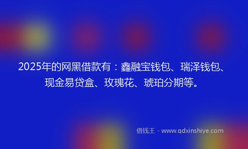 2025年的网黑借款有：鑫融宝钱包、瑞泽钱包、现金易贷盒、玫瑰花、琥珀分期等。