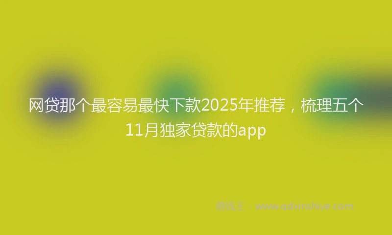 网贷那个最容易最快下款2025年推荐，梳理五个11月独家贷款的app