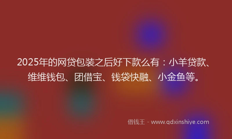 2025年的网贷包装之后好下款么有：小羊贷款、维维钱包、团借宝、钱袋快融、小金鱼等。