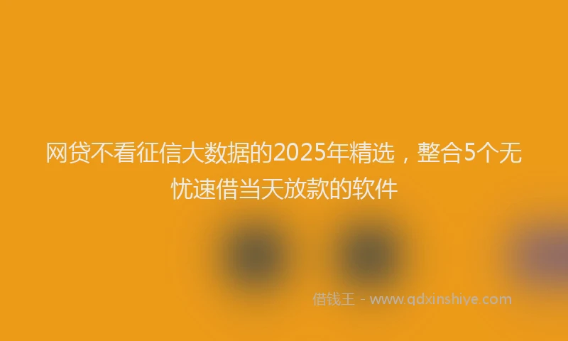 网贷不看征信大数据的2025年精选，整合5个无忧速借当天放款的软件
