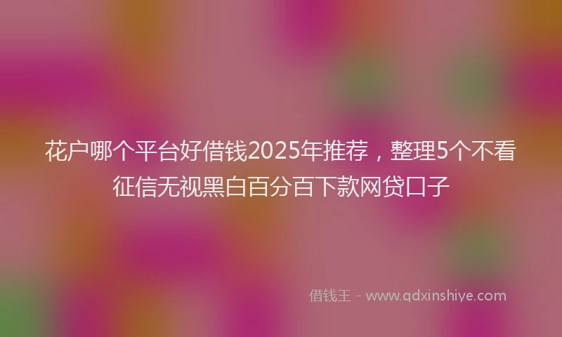 花户哪个平台好借钱2025年推荐，整理5个不看征信无视黑白百分百下款网贷口子