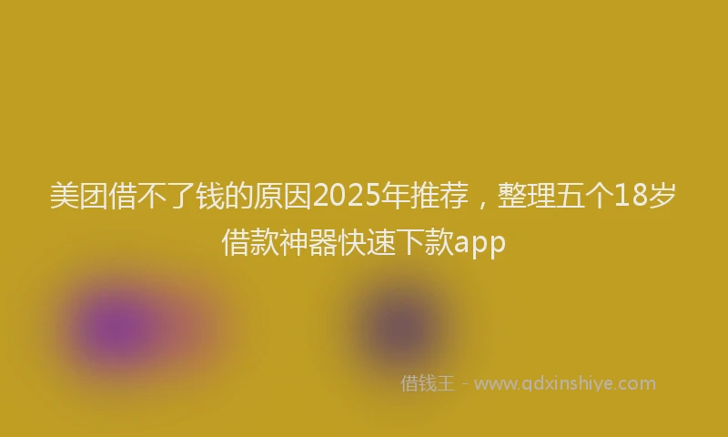 美团借不了钱的原因2025年推荐，整理五个18岁借款神器快速下款app