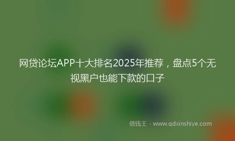 网贷论坛APP十大排名2025年推荐，盘点5个无视黑户也能下款的口子