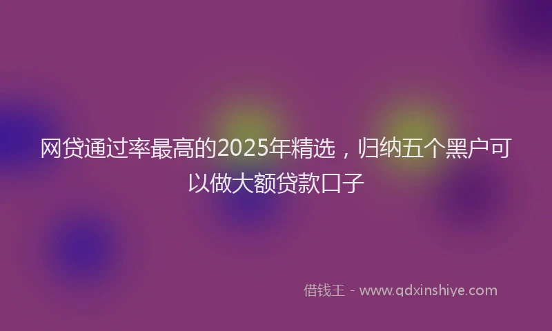 网贷通过率最高的2025年精选，归纳五个黑户可以做大额贷款口子