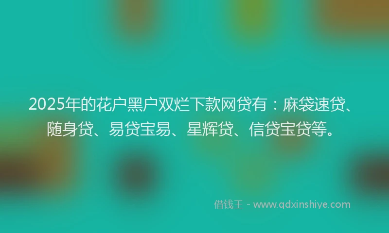 2025年的花户黑户双烂下款网贷有：麻袋速贷、随身贷、易贷宝易、星辉贷、信贷宝贷等。
