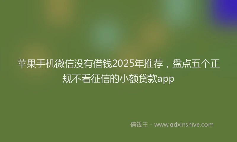 苹果手机微信没有借钱2025年推荐，盘点五个正规不看征信的小额贷款app