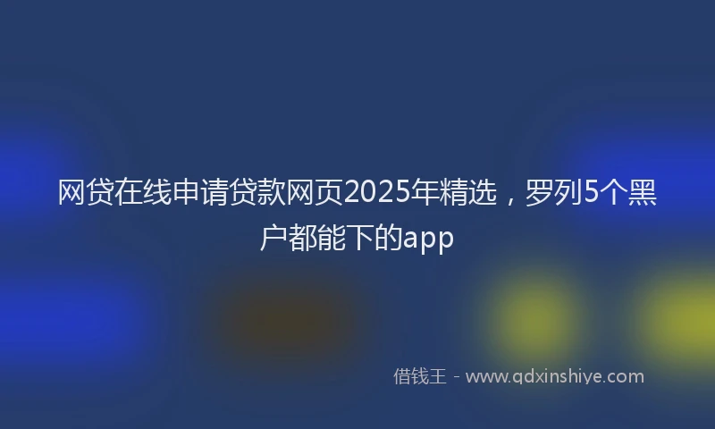 网贷在线申请贷款网页2025年精选，罗列5个黑户都能下的app