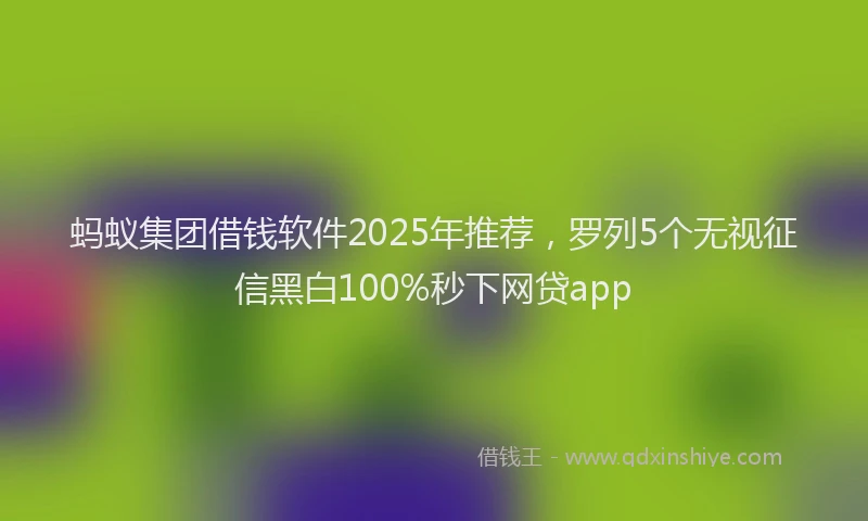 蚂蚁集团借钱软件2025年推荐，罗列5个无视征信黑白100%秒下网贷app