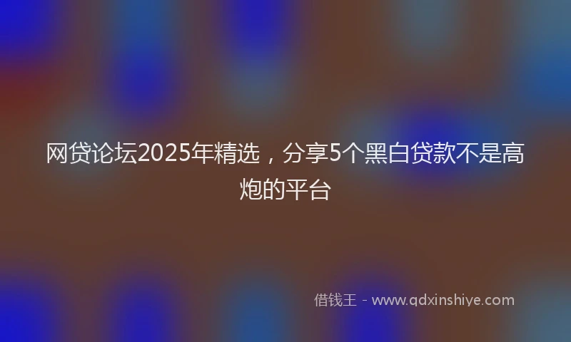 网贷论坛2025年精选，分享5个黑白贷款不是高炮的平台
