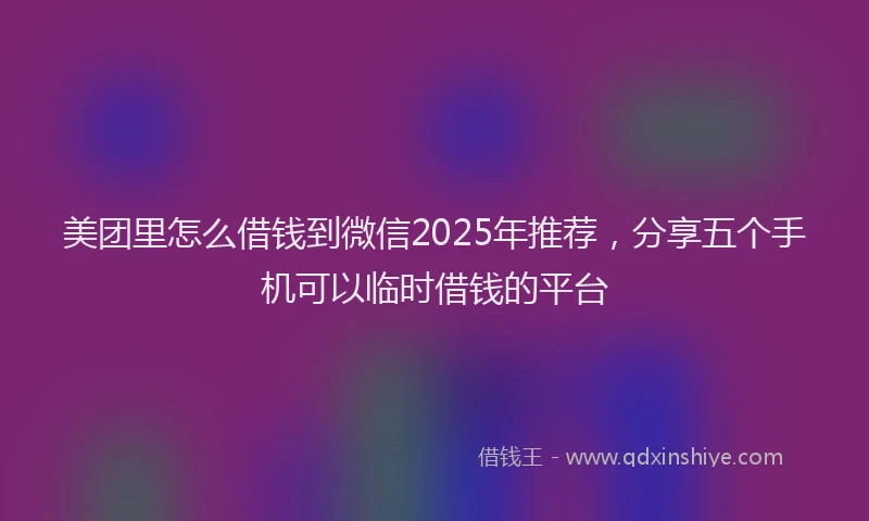 美团里怎么借钱到微信2025年推荐，分享五个手机可以临时借钱的平台