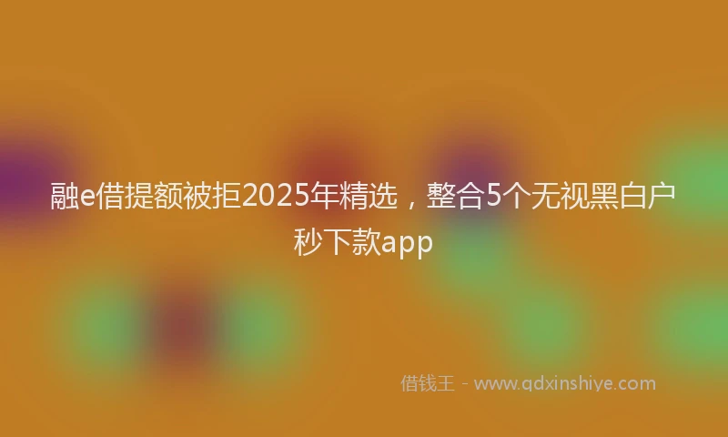 融e借提额被拒2025年精选，整合5个无视黑白户秒下款app