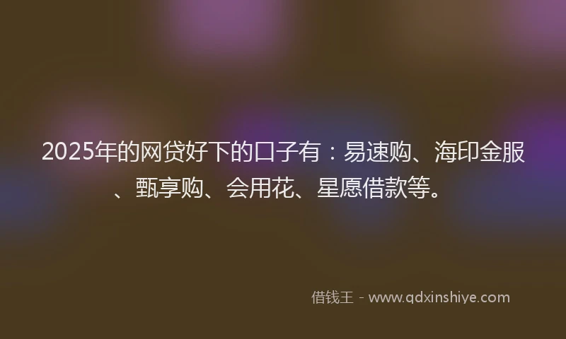 2025年的网贷好下的口子有：易速购、海印金服、甄享购、会用花、星愿借款等。