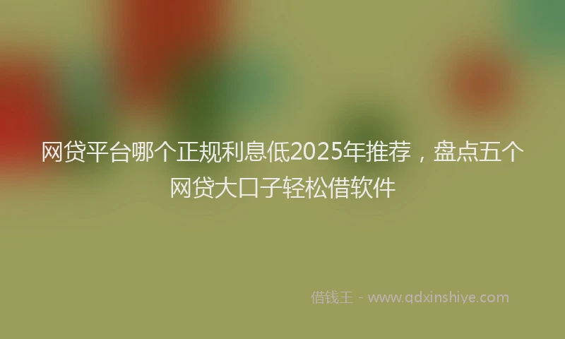 网贷平台哪个正规利息低2025年推荐，盘点五个网贷大口子轻松借软件
