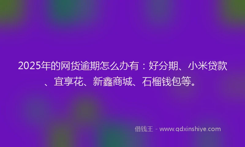 2025年的网货逾期怎么办有：好分期、小米贷款、宜享花、新鑫商城、石榴钱包等。