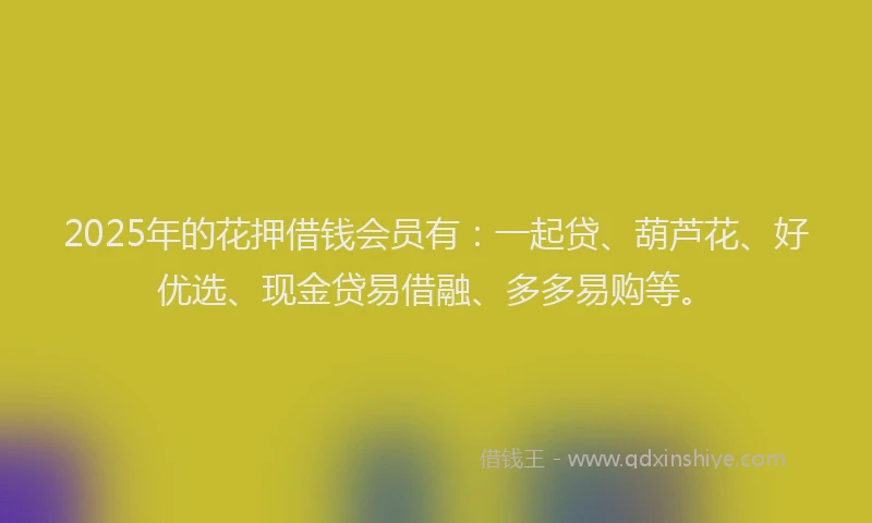 2025年的花押借钱会员有：一起贷、葫芦花、好优选、现金贷易借融、多多易购等。