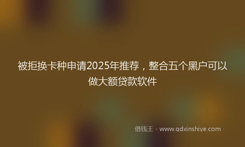 被拒换卡种申请2025年推荐，整合五个黑户可以做大额贷款软件