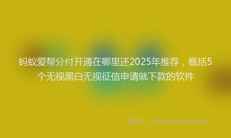 蚂蚁爱帮分付开通在哪里还2025年推荐，概括5个无视黑白无视征信申请就下款的软件