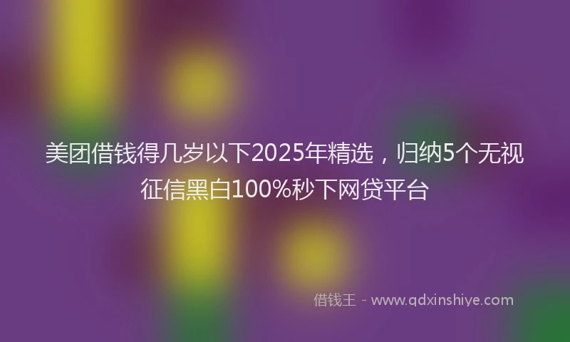 美团借钱得几岁以下2025年精选，归纳5个无视征信黑白100%秒下网贷平台