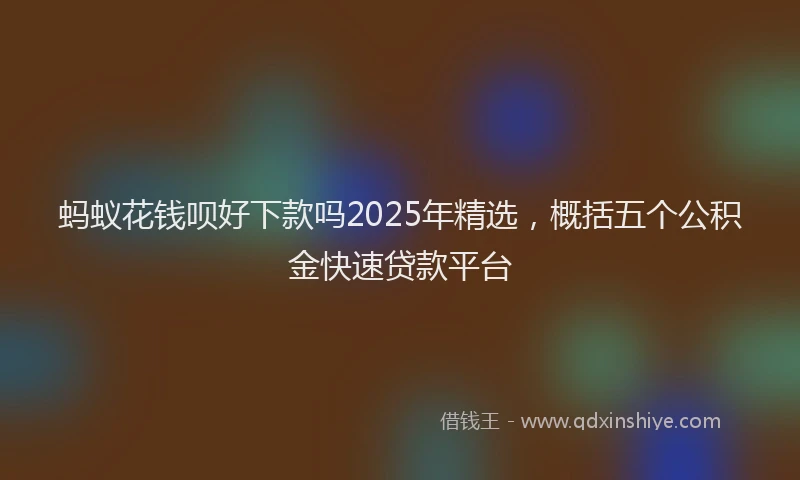 蚂蚁花钱呗好下款吗2025年精选，概括五个公积金快速贷款平台