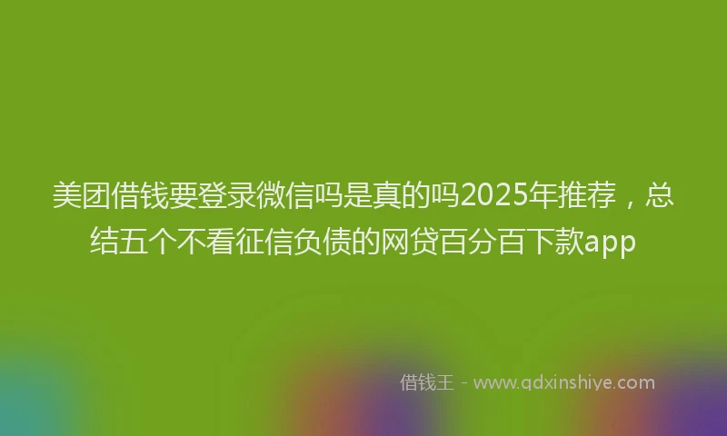 美团借钱要登录微信吗是真的吗2025年推荐，总结五个不看征信负债的网贷百分百下款app