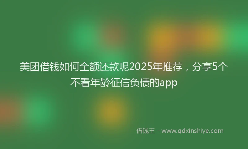 美团借钱如何全额还款呢2025年推荐，分享5个不看年龄征信负债的app