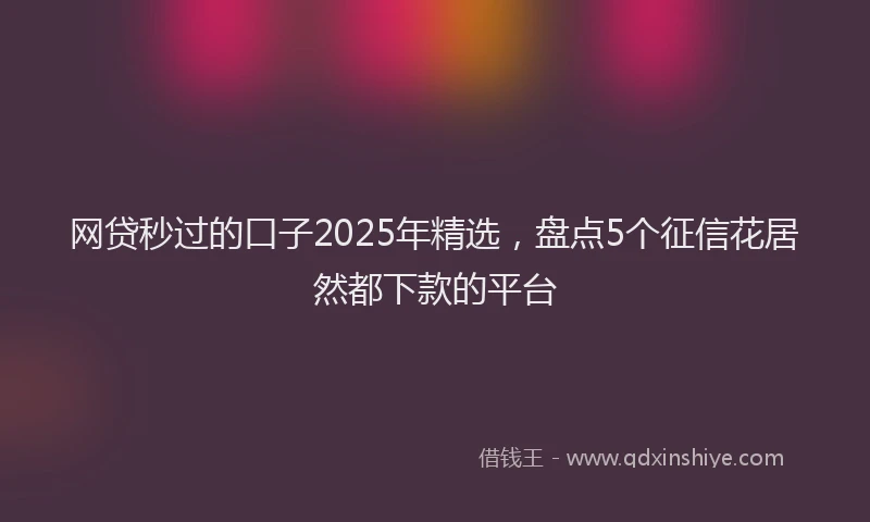 网贷秒过的口子2025年精选，盘点5个征信花居然都下款的平台