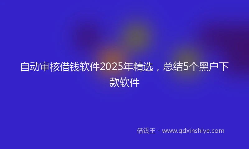 自动审核借钱软件2025年精选，总结5个黑户下款软件