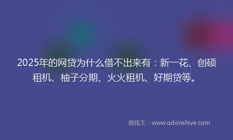 2025年的网贷为什么借不出来有：新一花、创硕租机、柚子分期、火火租机、好期贷等。