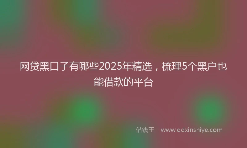 网贷黑口子有哪些2025年精选，梳理5个黑户也能借款的平台