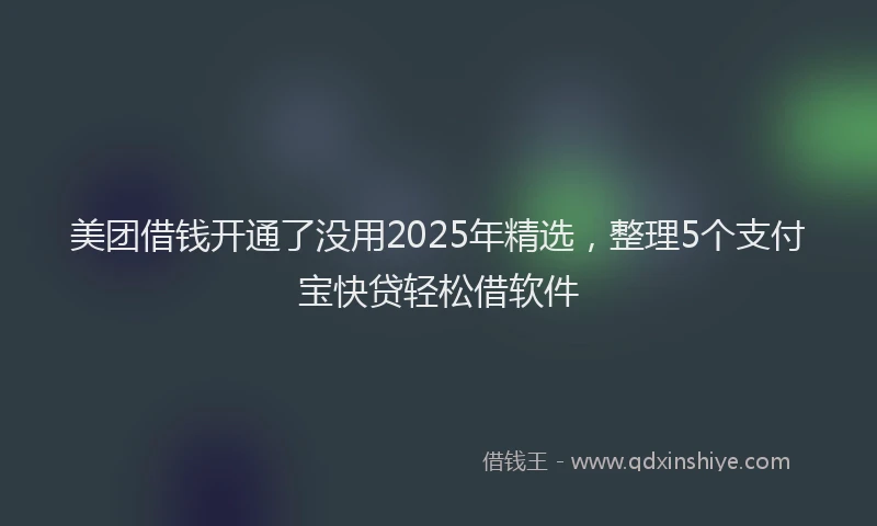 美团借钱开通了没用2025年精选，整理5个支付宝快贷轻松借软件