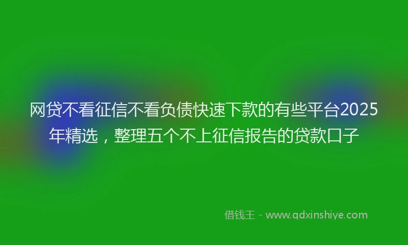 网贷不看征信不看负债快速下款的有些平台2025年精选，整理五个不上征信报告的贷款口子