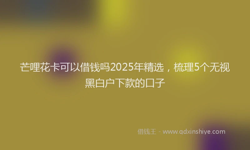 芒哩花卡可以借钱吗2025年精选，梳理5个无视黑白户下款的口子