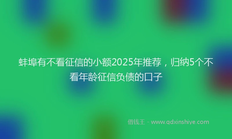 蚌埠有不看征信的小额2025年推荐，归纳5个不看年龄征信负债的口子
