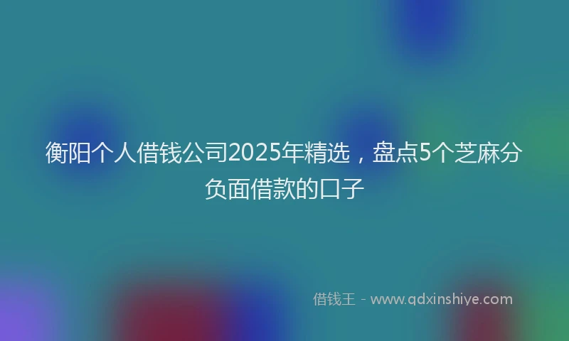 衡阳个人借钱公司2025年精选，盘点5个芝麻分负面借款的口子