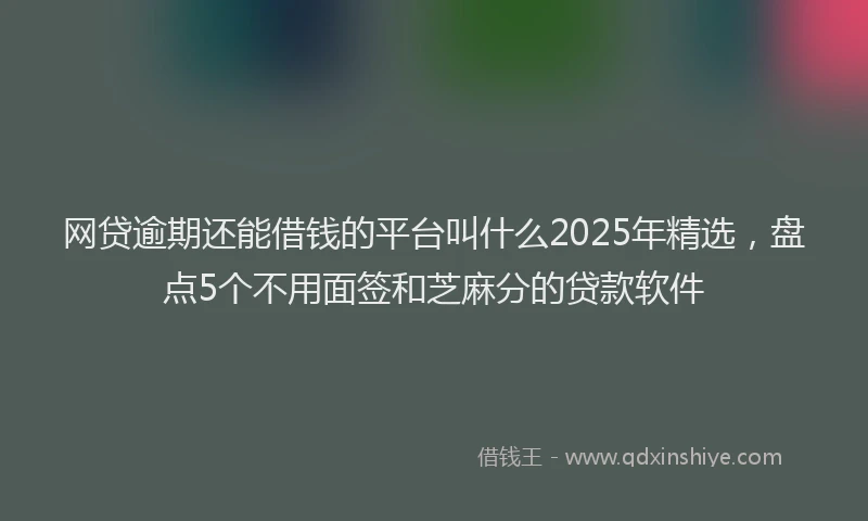网贷逾期还能借钱的平台叫什么2025年精选，盘点5个不用面签和芝麻分的贷款软件