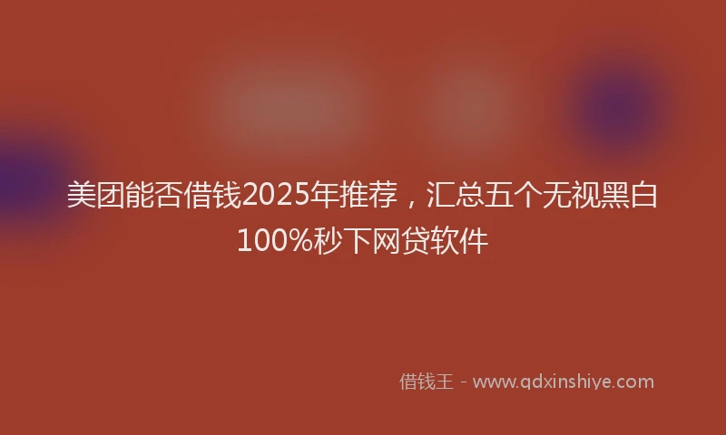 美团能否借钱2025年推荐，汇总五个无视黑白100%秒下网贷软件
