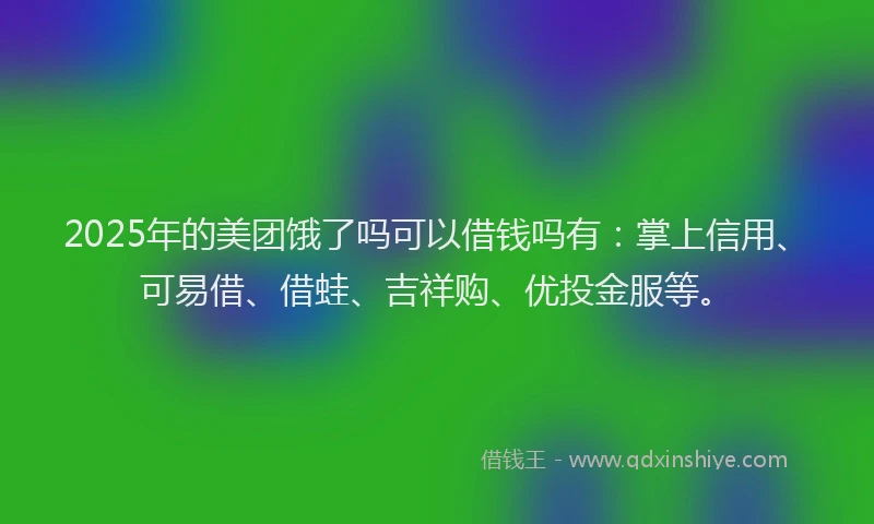 2025年的美团饿了吗可以借钱吗有：掌上信用、可易借、借蛙、吉祥购、优投金服等。