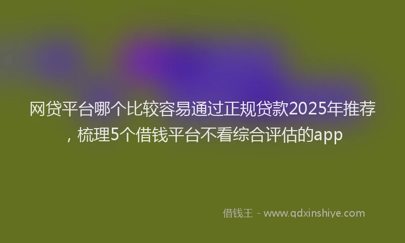 网贷平台哪个比较容易通过正规贷款2025年推荐，梳理5个借钱平台不看综合评估的app