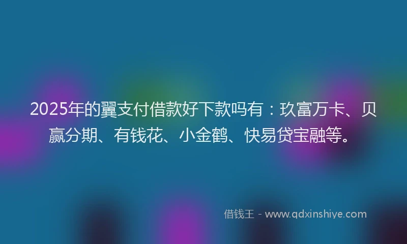 2025年的翼支付借款好下款吗有：玖富万卡、贝赢分期、有钱花、小金鹤、快易贷宝融等。