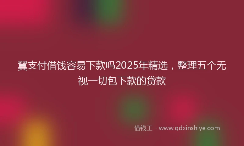 翼支付借钱容易下款吗2025年精选，整理五个无视一切包下款的贷款